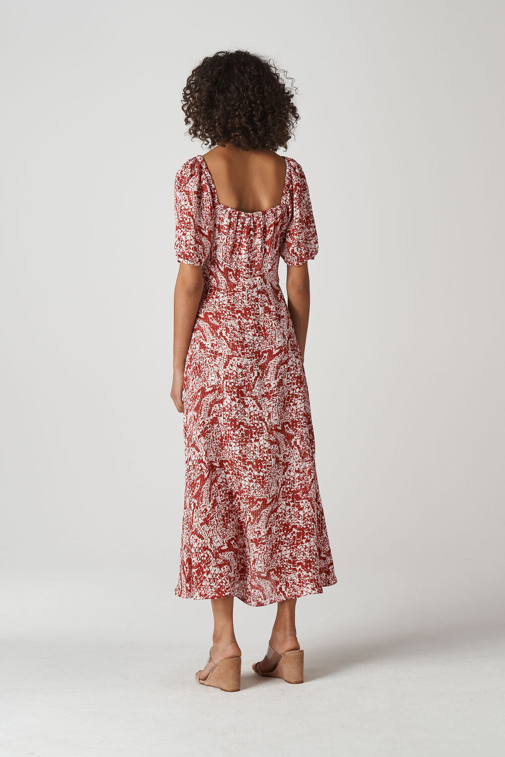 Snake Print Silk Dress Red/Multi