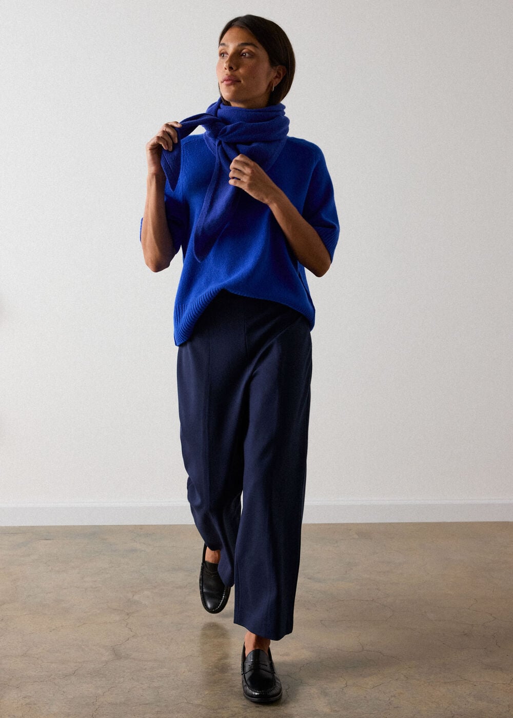 Navy Petite Camilla Wide Leg Trouser