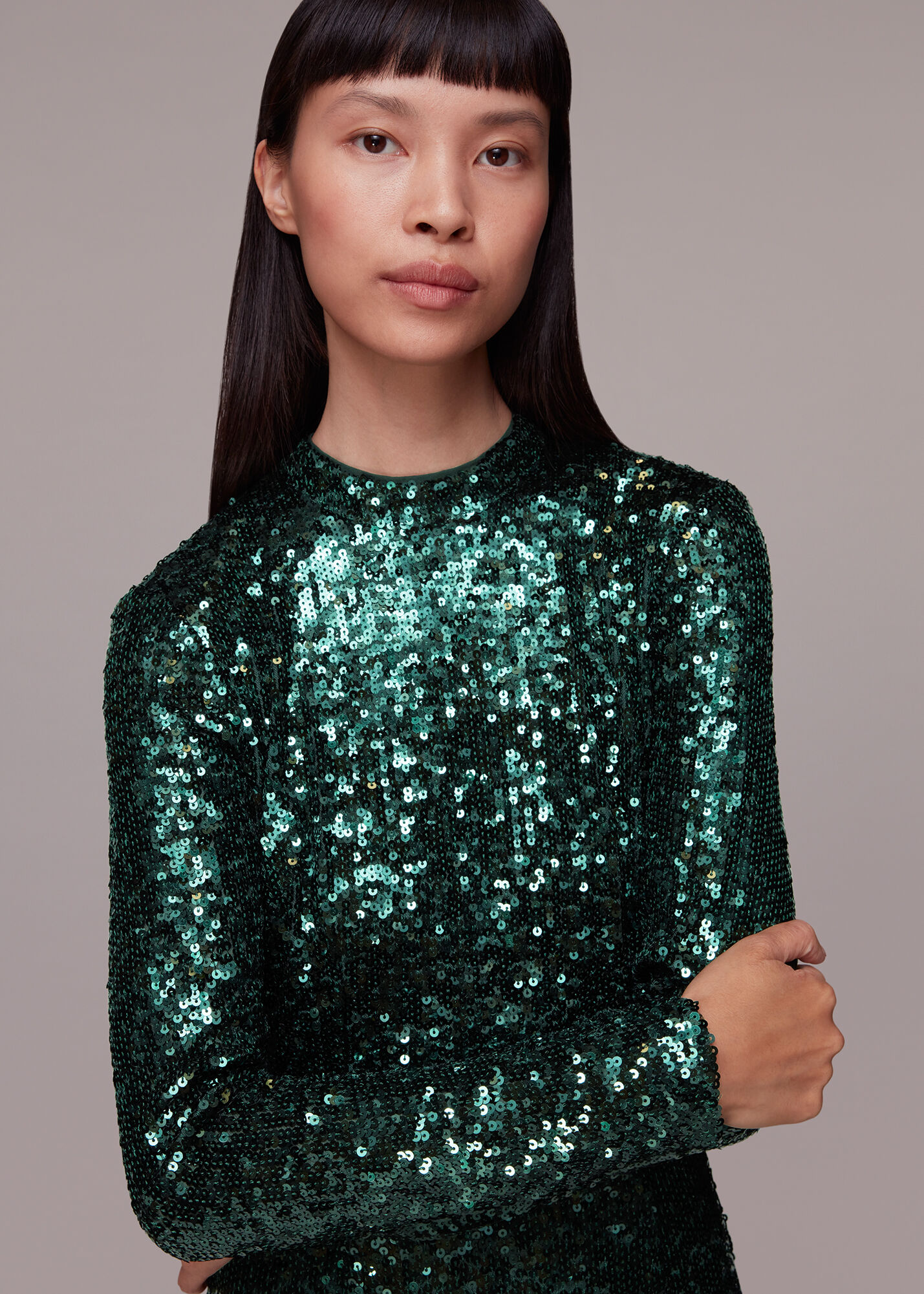 Whistles black ivana sequin dress on sale
