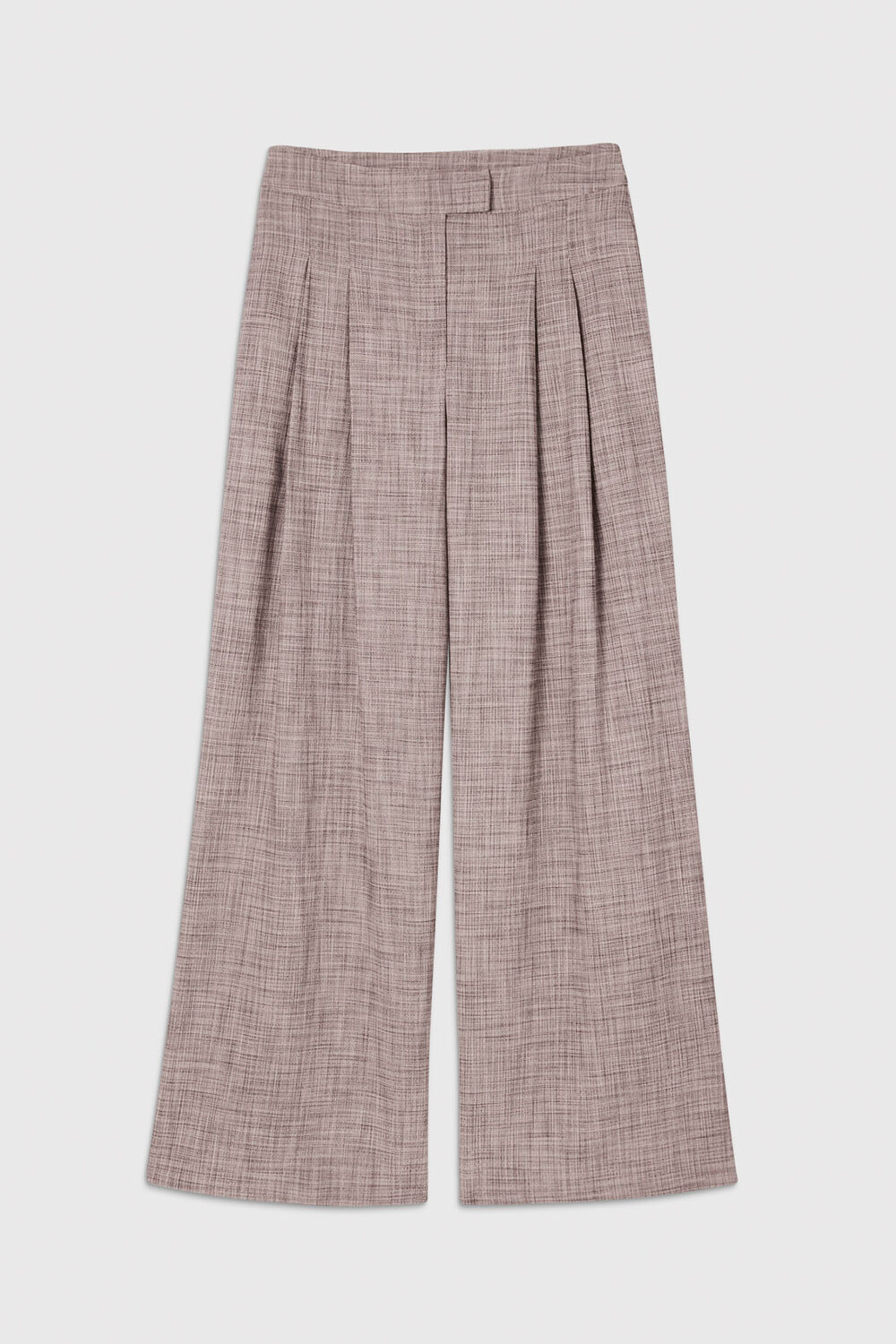 Check Pleat Wide Leg Trouser