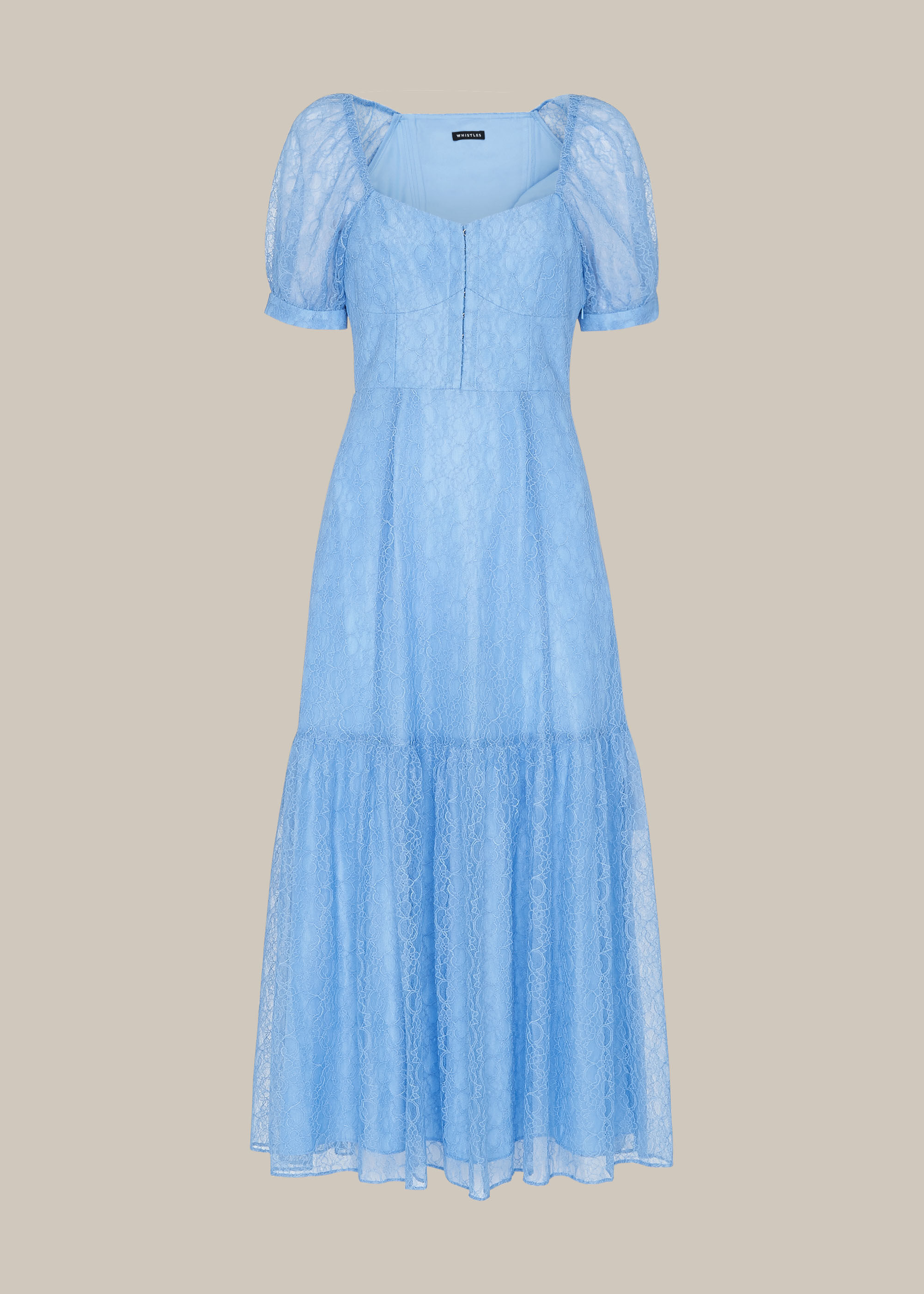 Whistles lace frill outlet hem dress blue