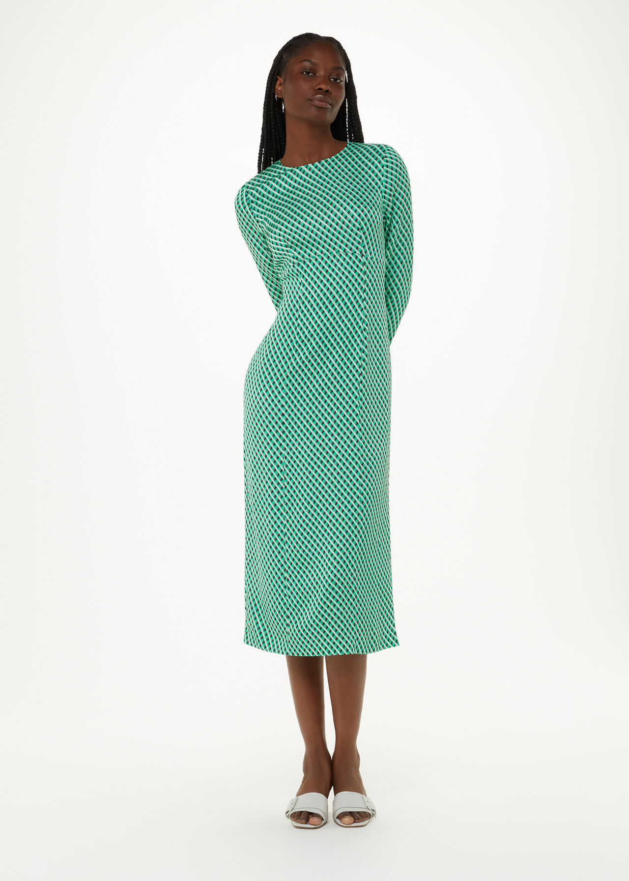 Crosshatch Print Minimal Dress