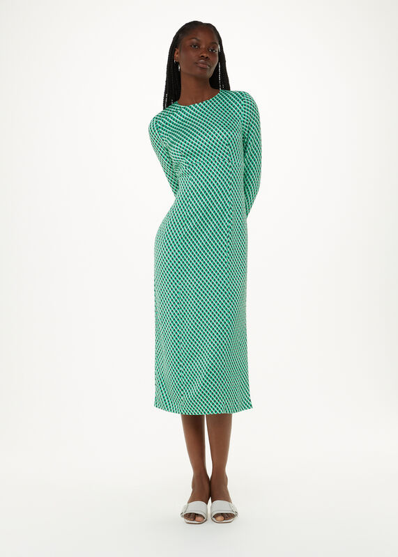 Crosshatch Print Minimal Dress