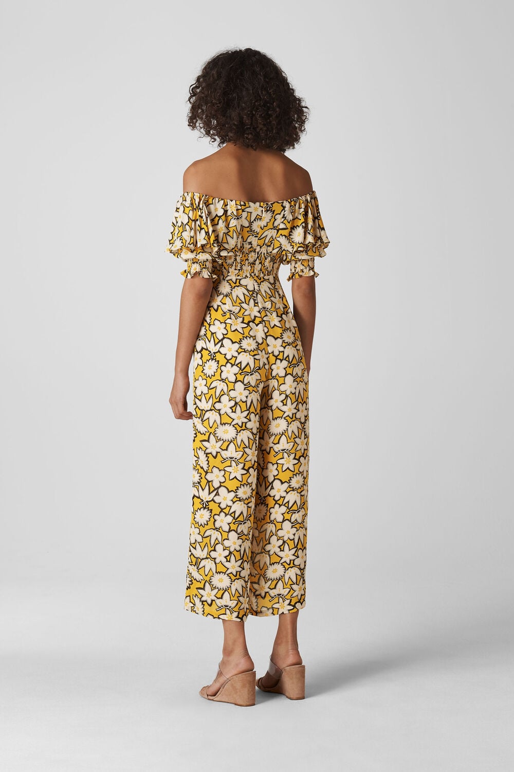 Rhea Print Silk Jumpsuit Yellow/Multi