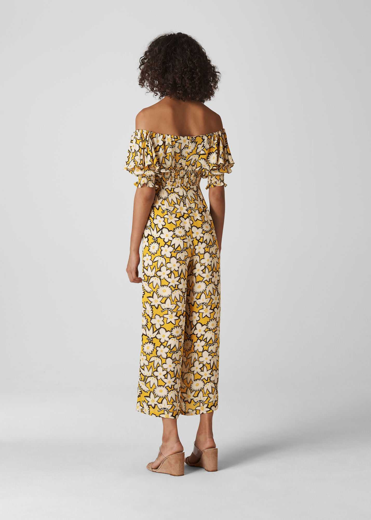 Yellow/Multi Rhea Print Silk Jumpsuit WHISTLES