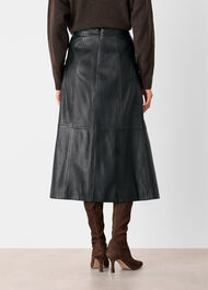 Burnished Leather Midi Skirt