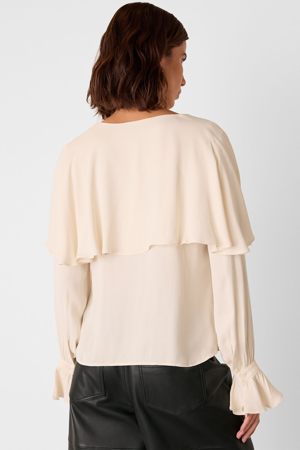 Cape Detail Crepe Blouse