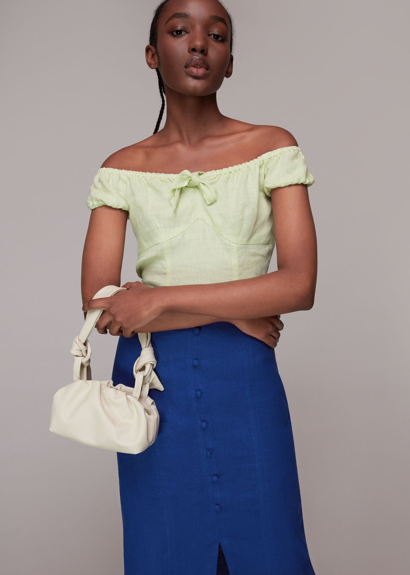 Button down skirt blue top