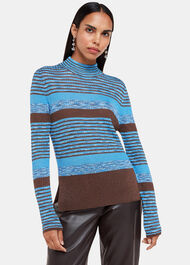 Stripe Sparkle High Neck Knit