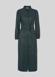Phoebe Leather Shirt Dress Green