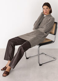 Funnel Neck Wool Mini Dress
