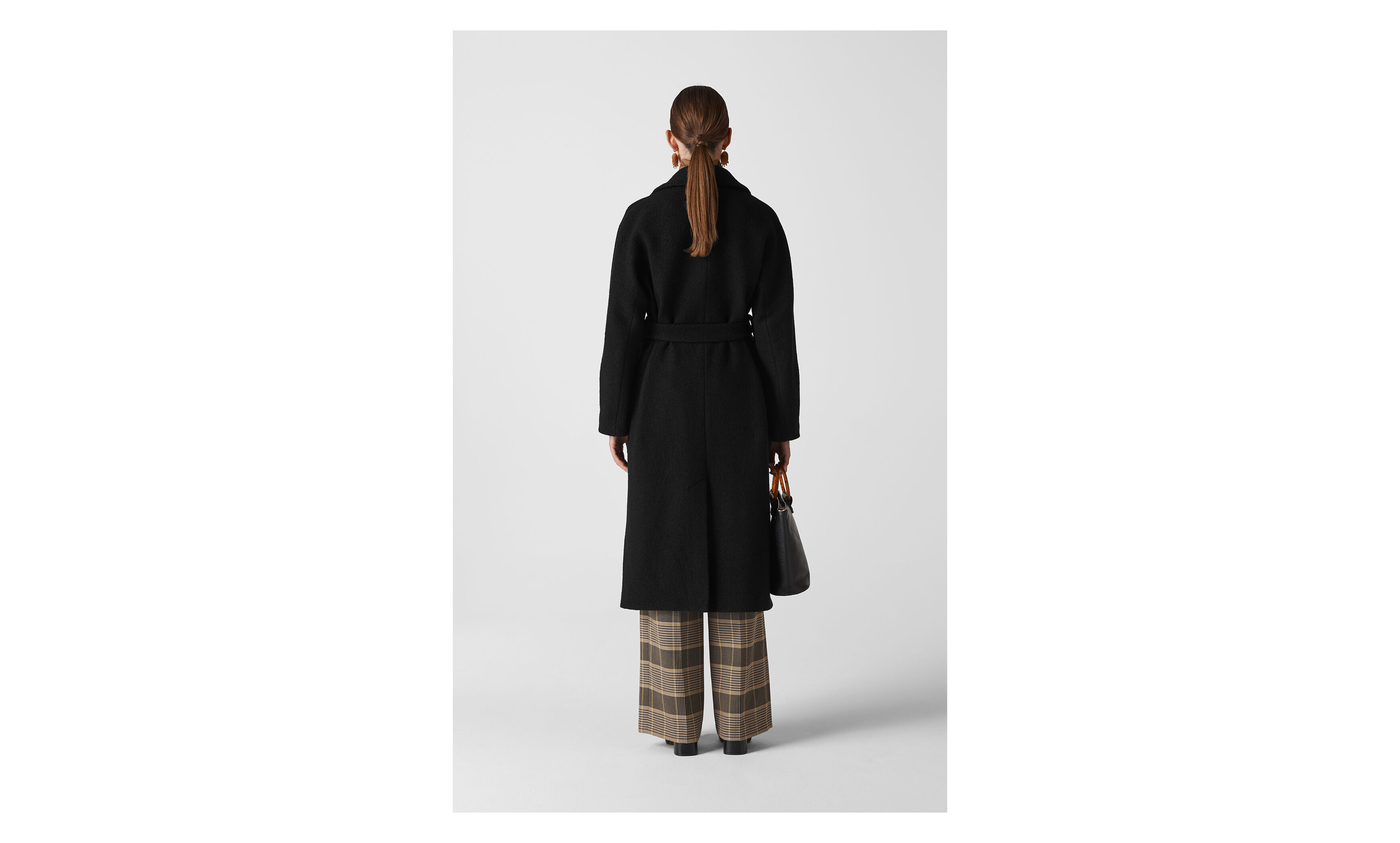 black boiled wool coat
