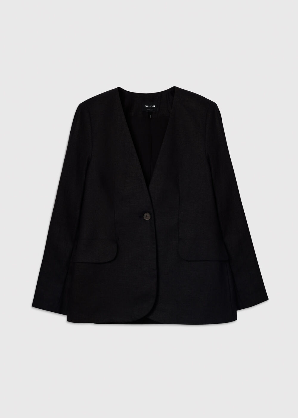 Collarless Linen Blazer