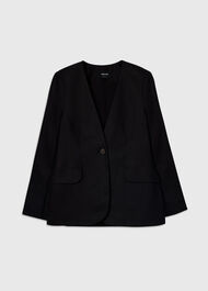 Collarless Linen Blazer