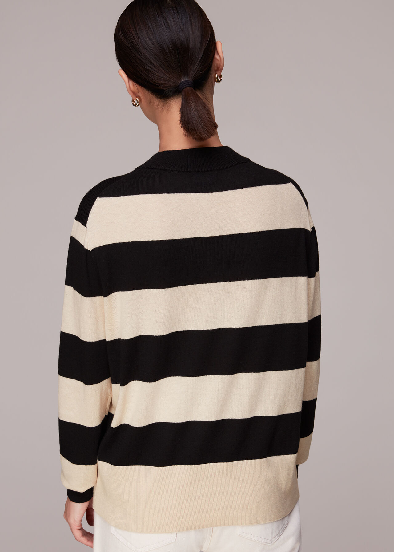 Stripe High Neck Sweater