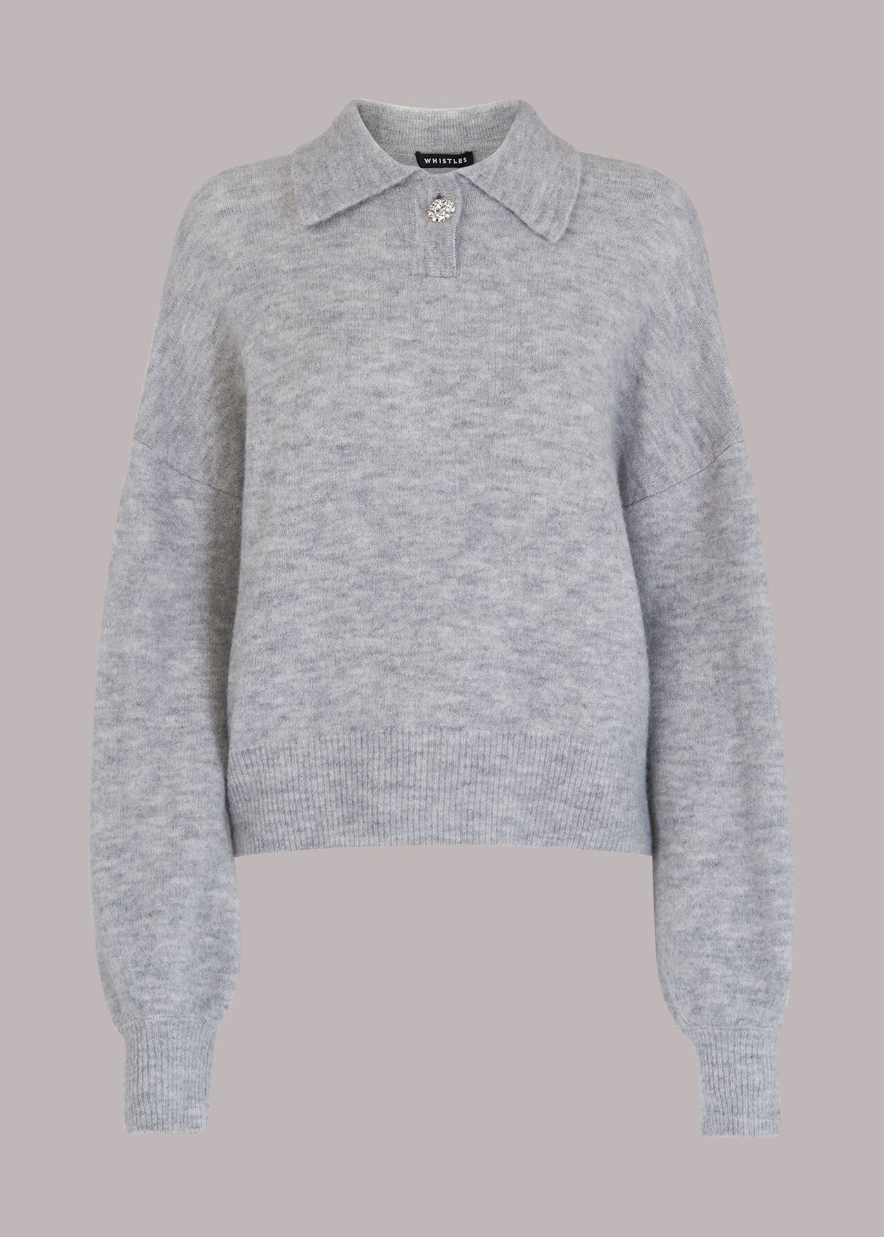 Jewel Button Collar Sweater