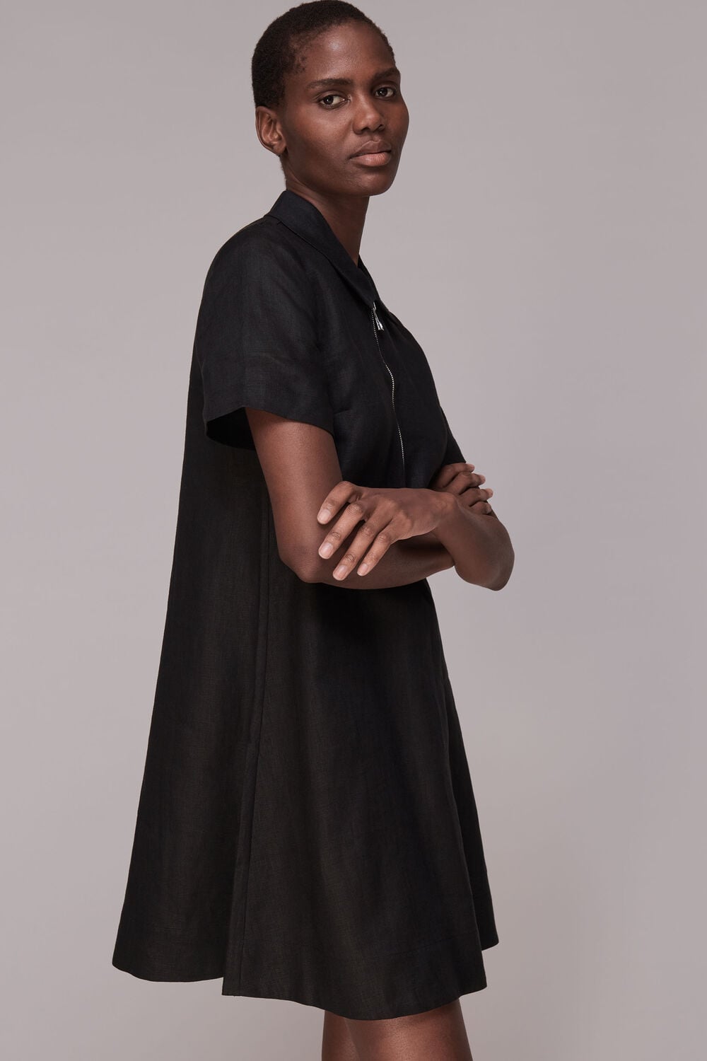 Zip Front Linen Dress