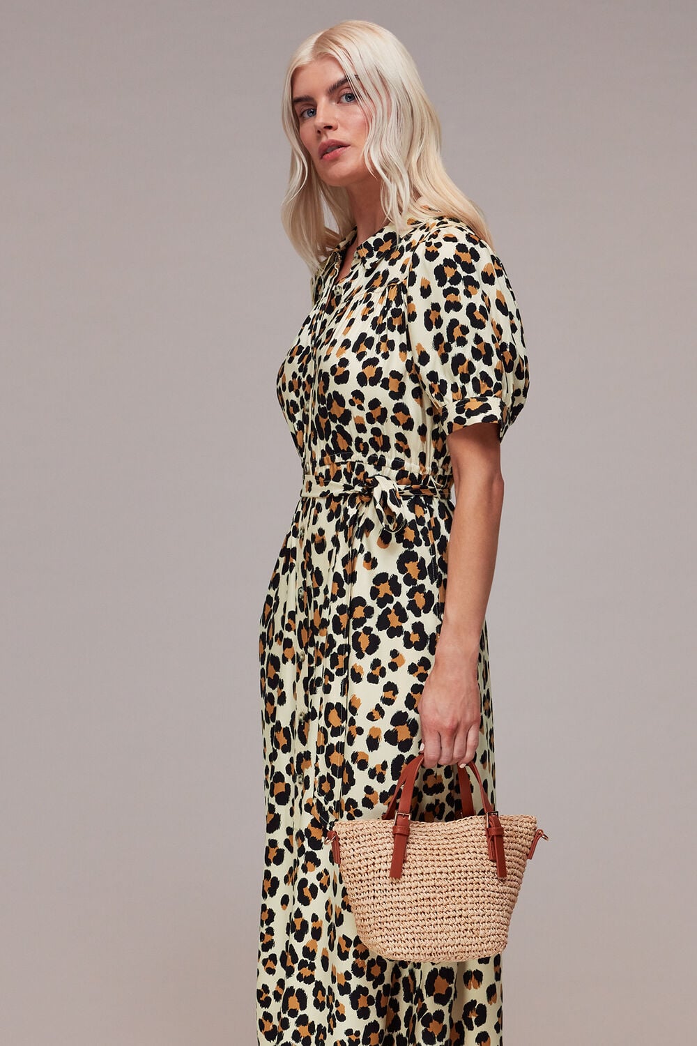 Petite Painted Leopard Midi Dress