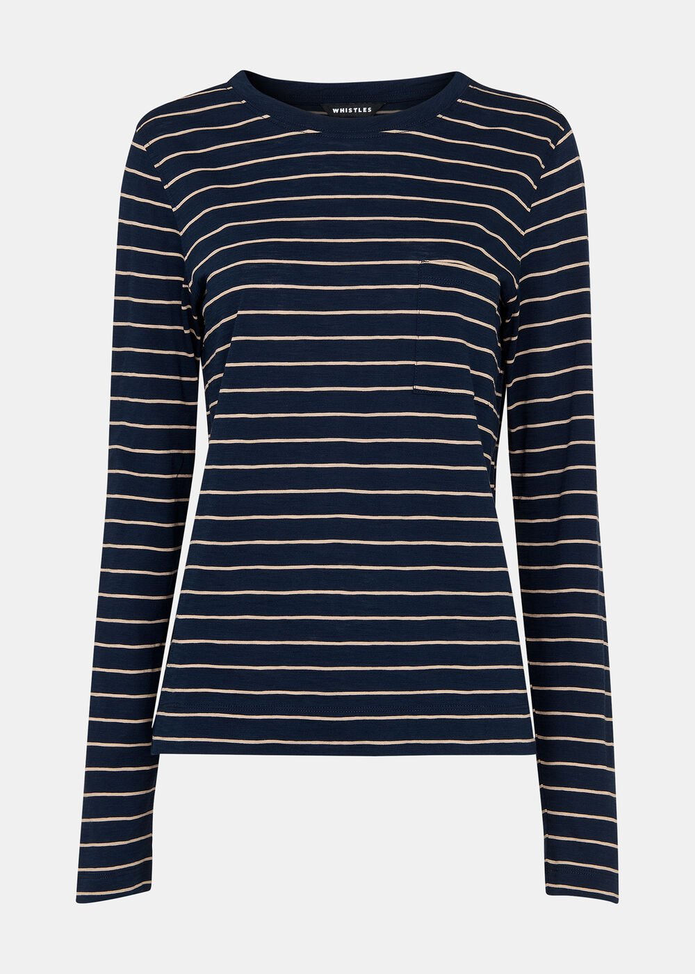 Stripe Crew Neck Pocket Top