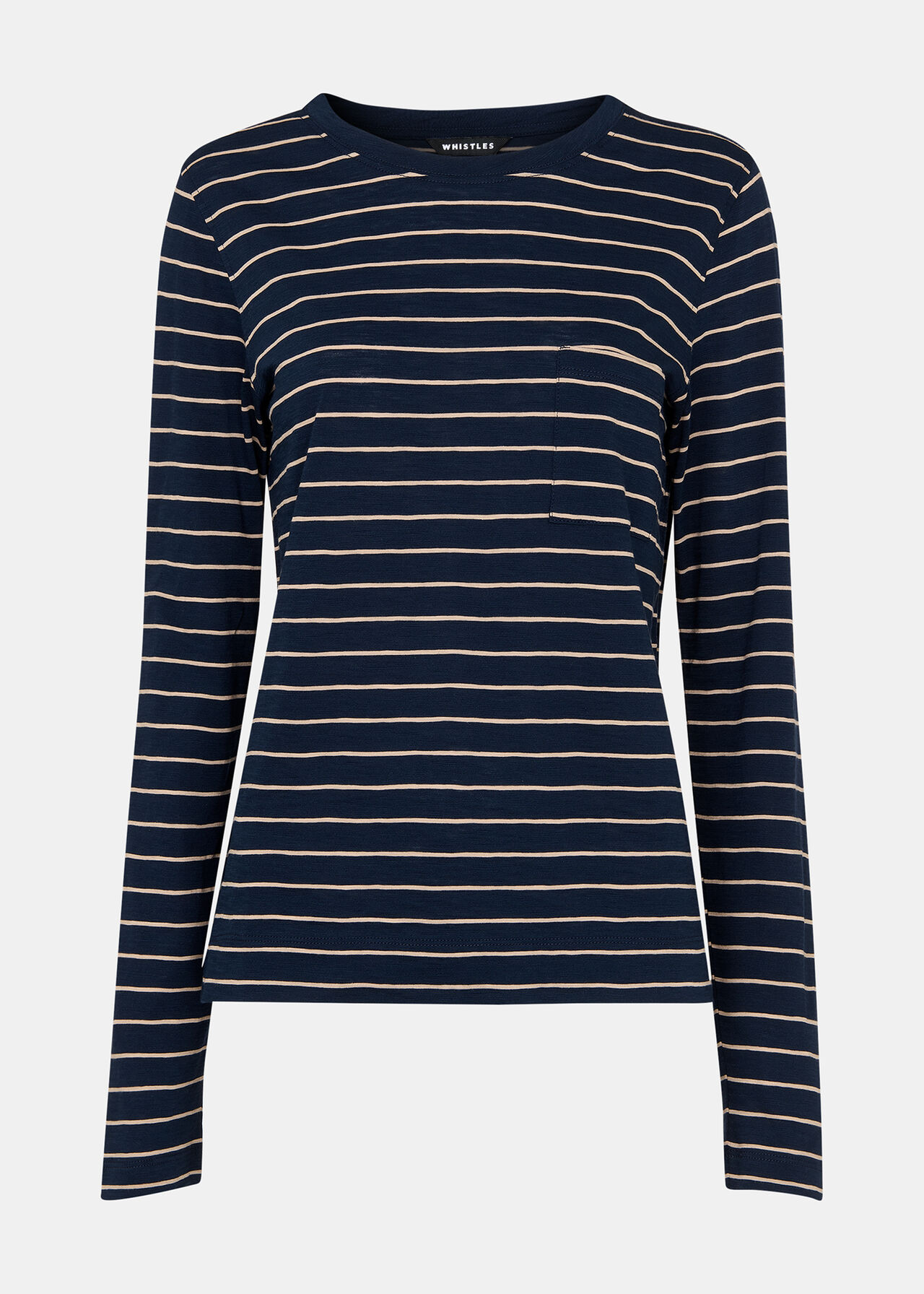 Stripe Crew Neck Pocket Top