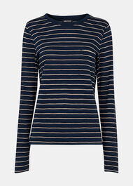 Stripe Crew Neck Pocket Top
