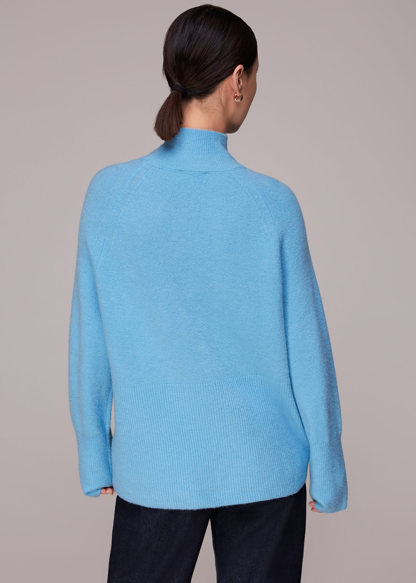 Blue Relaxed Funnel Neck Jumper WHISTLES