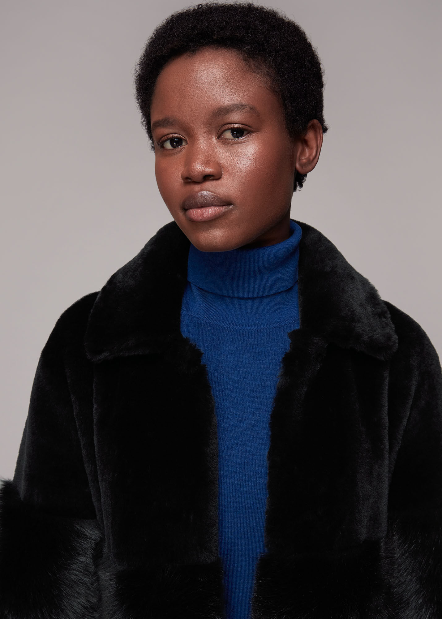 Whistles longline sales faux fur coat