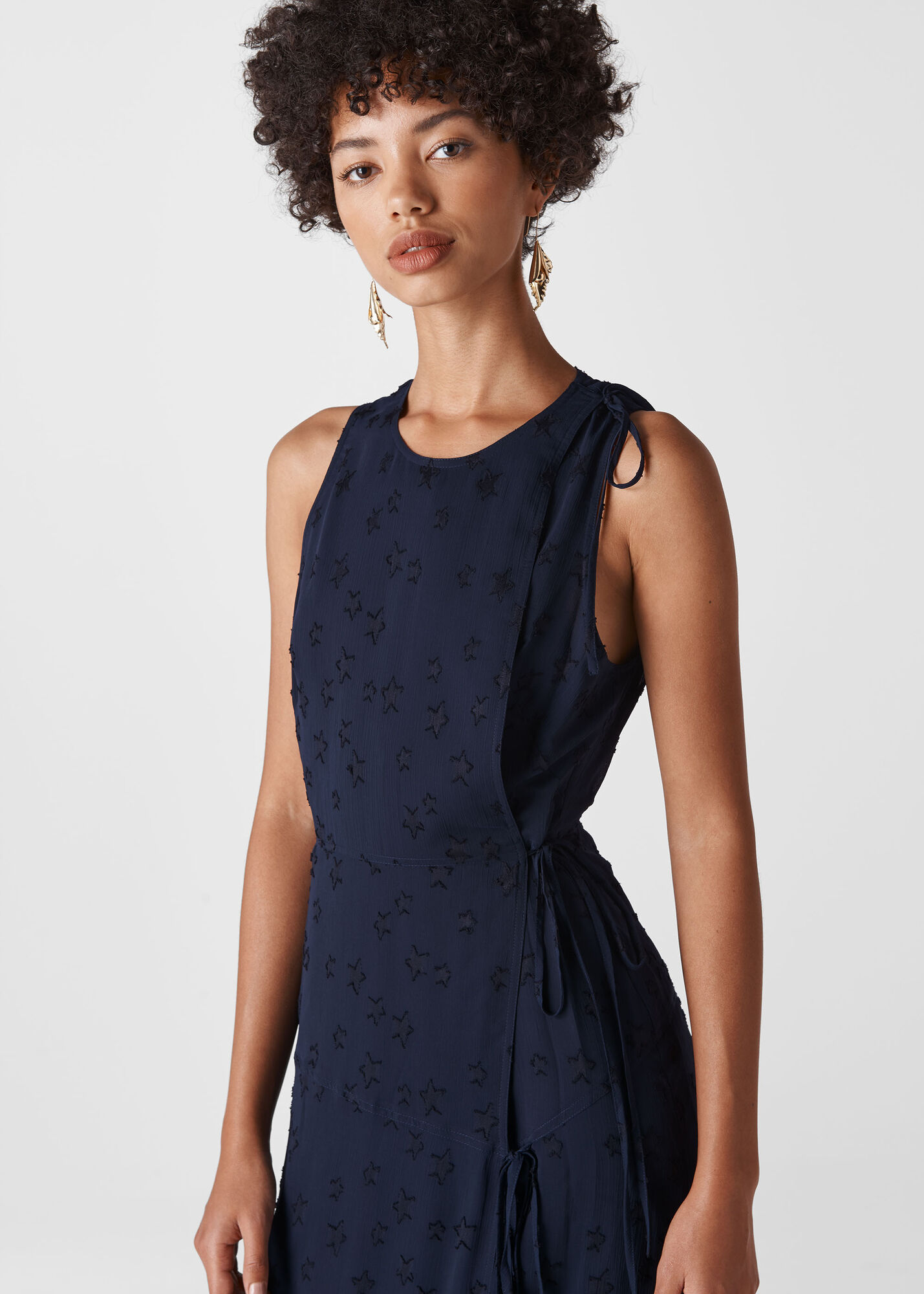 Navy Adriane Star Jacquard Dress WHISTLES