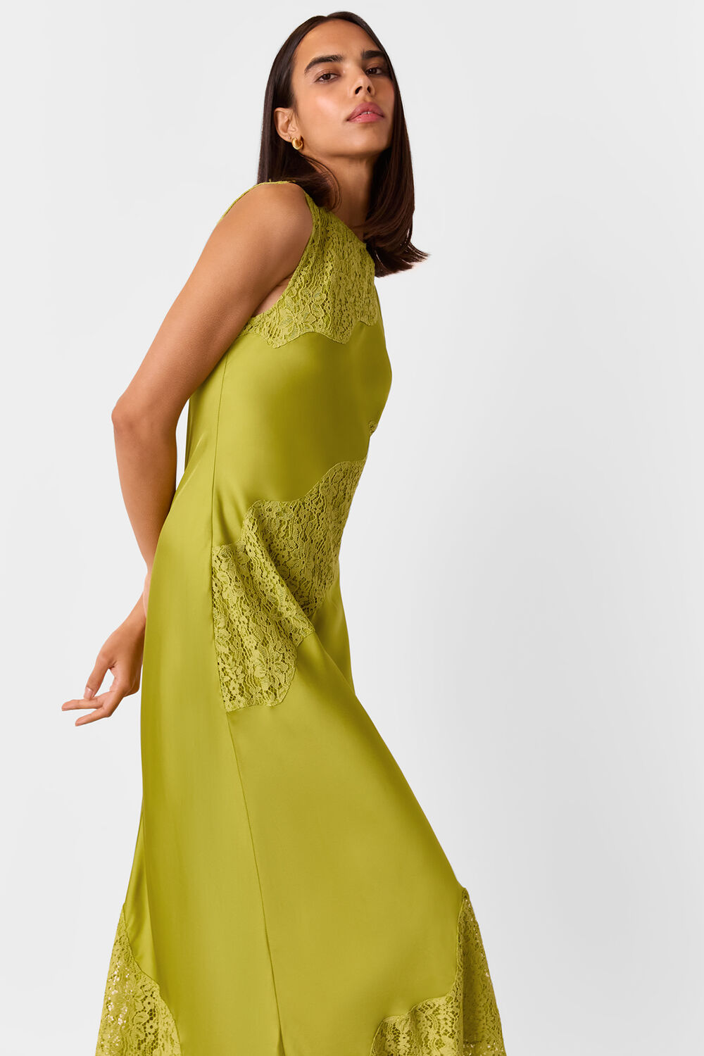 Lace Insert Midi Dress