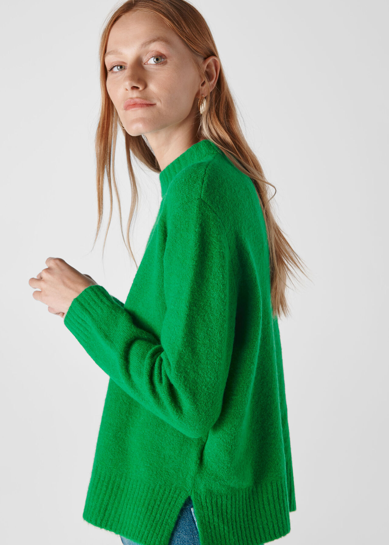 Ribbed Neck Knit Green