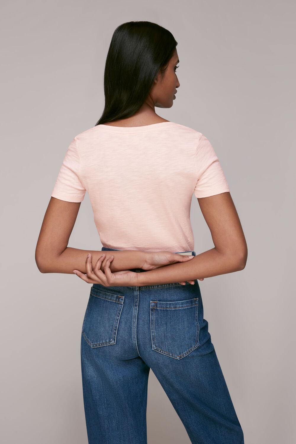 Sophie V Neck Cotton Tshirt Pale Pink