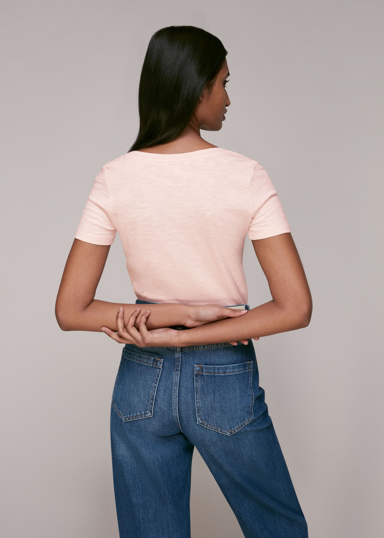 Sophie V Neck Cotton Tshirt Pale Pink