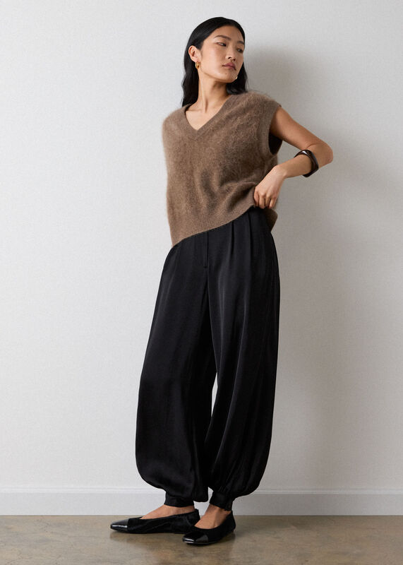 Black Satin Balloon Trouser