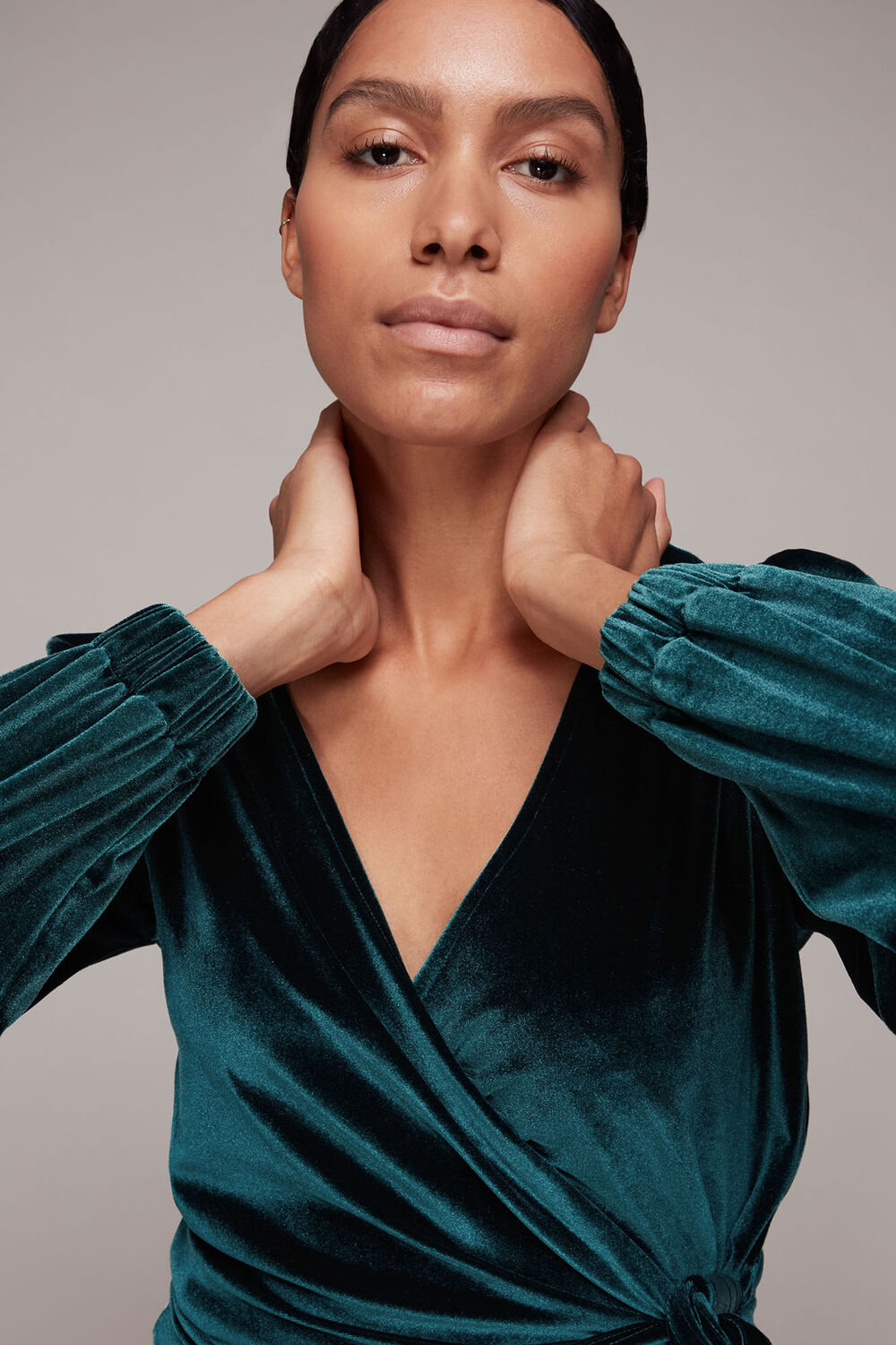 Velvet V Neck Wrap Top