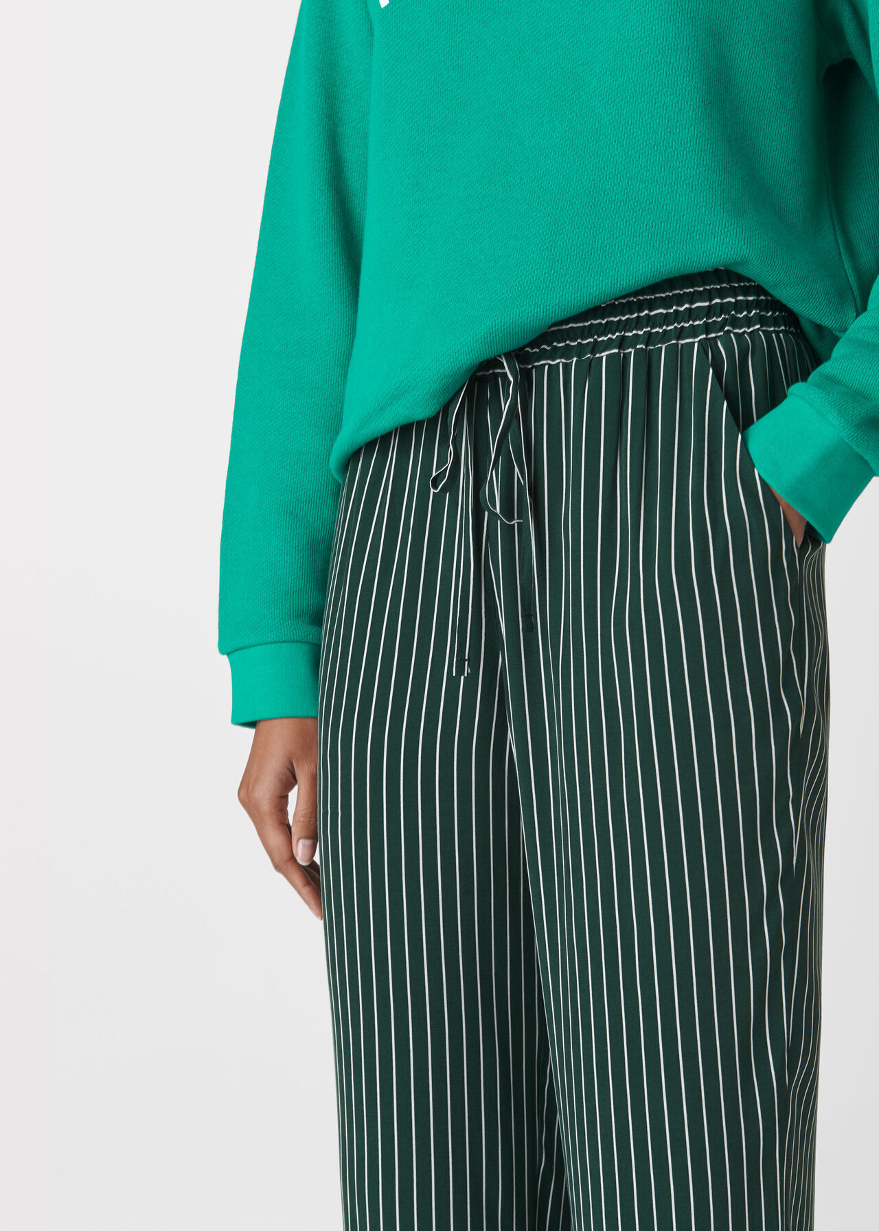 Stripe Wide Leg Trouser Green