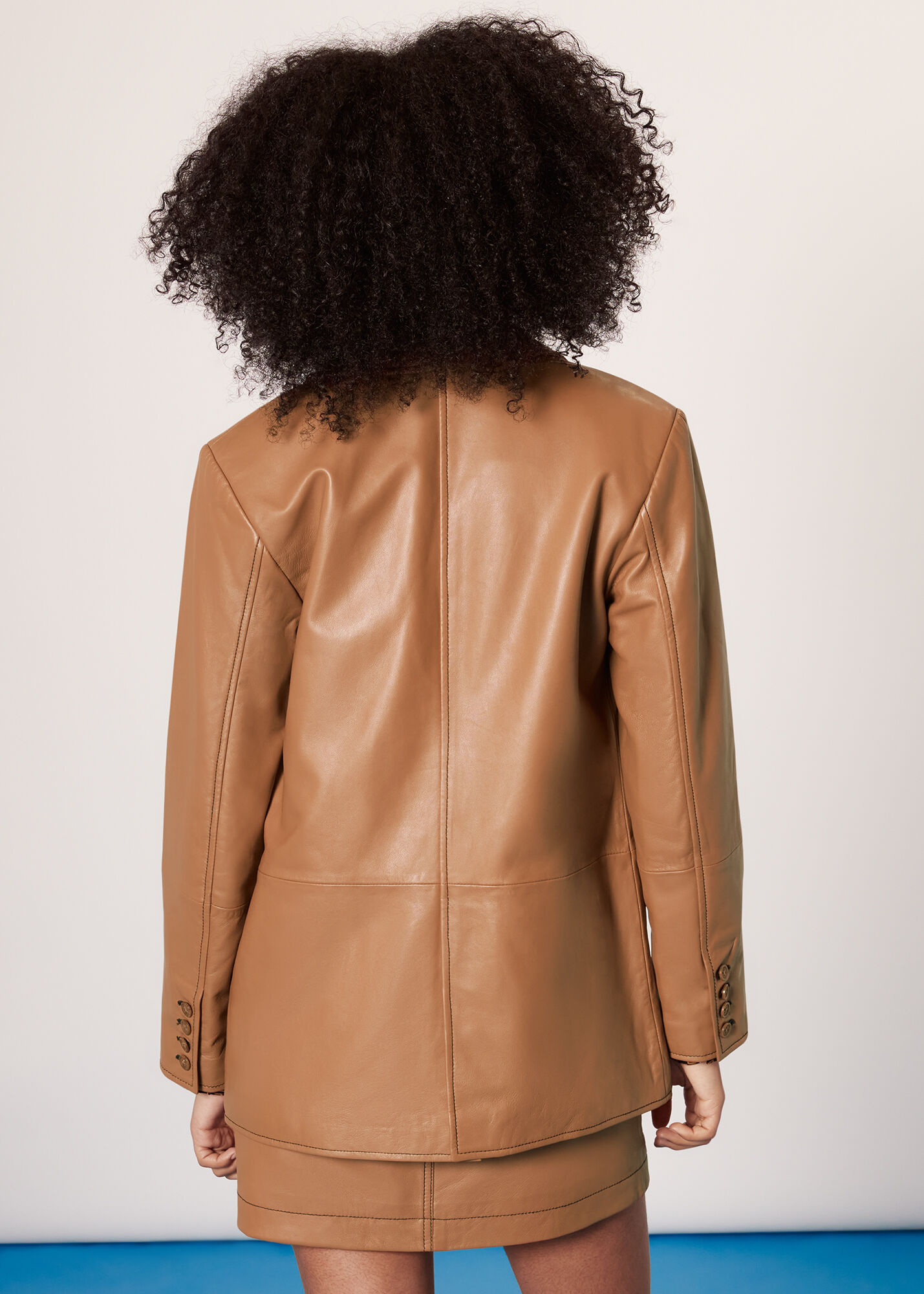 Neutral Stevie Leather Blazer WHISTLES