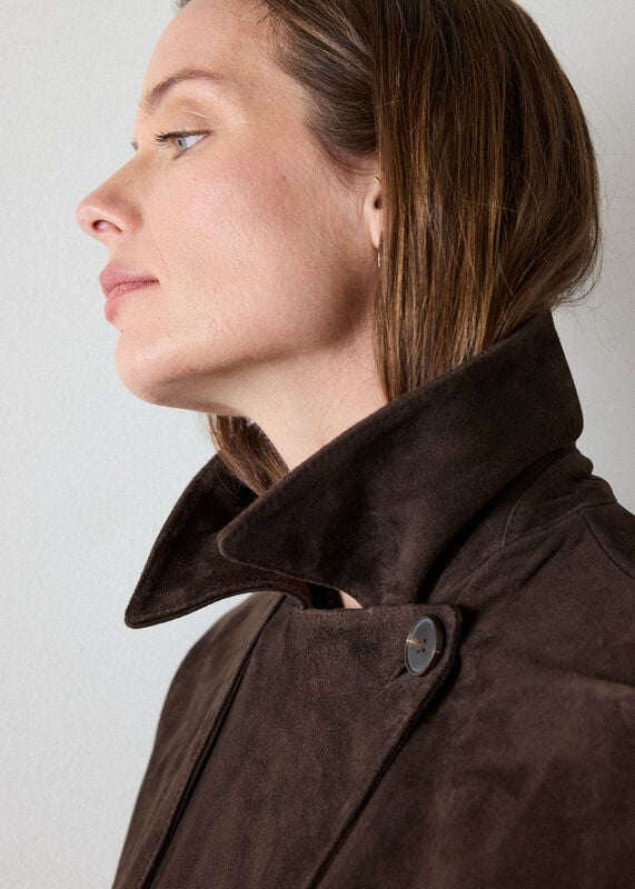 Chocolate Suede Trench Coat