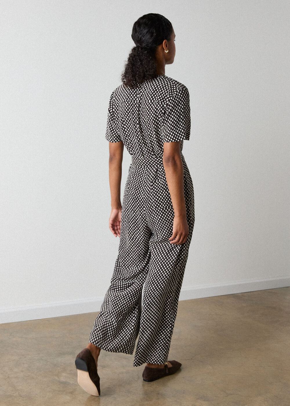 Check Short Sleeve Jumpsuit