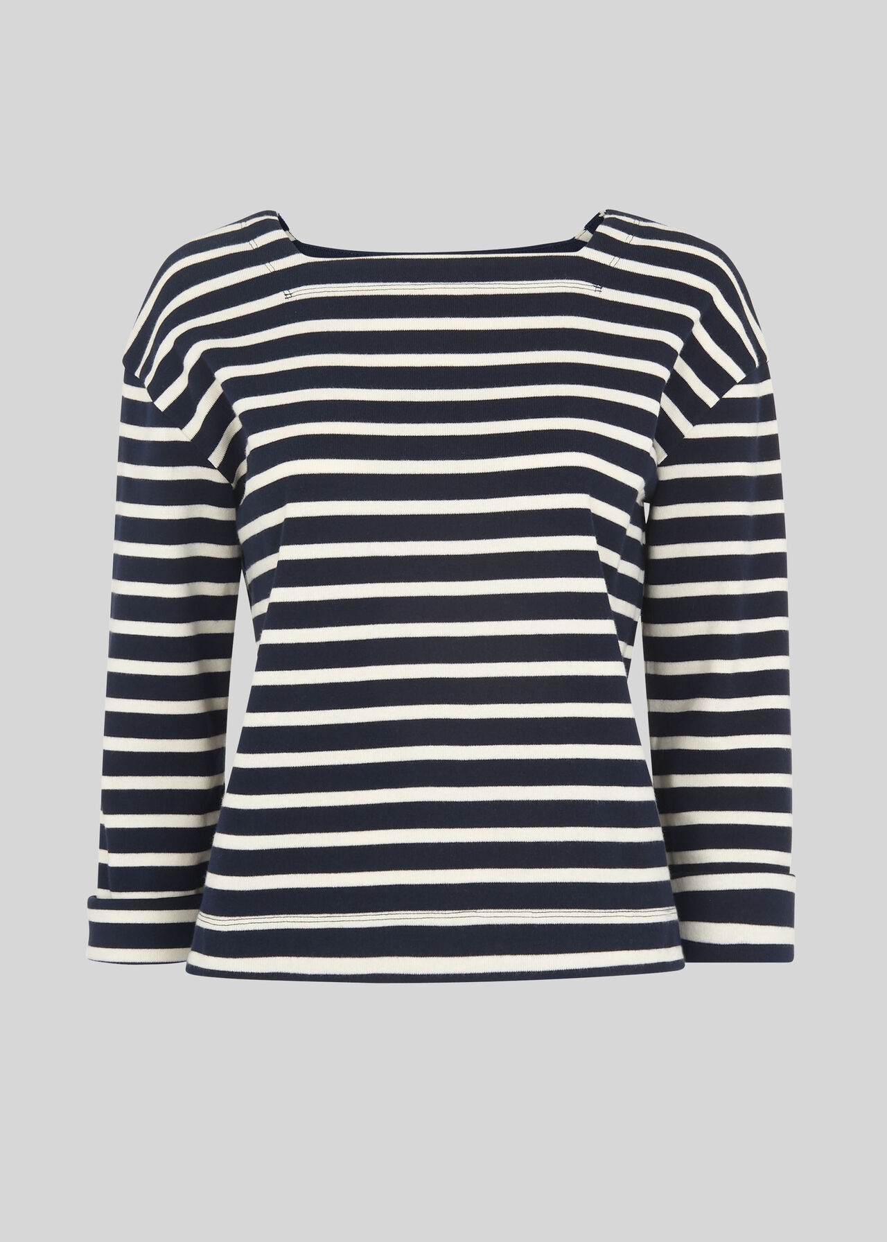 Multicolour Breton Stripe Square Neck Top | WHISTLES