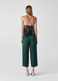 Satin Cropped Trouser Dark Green