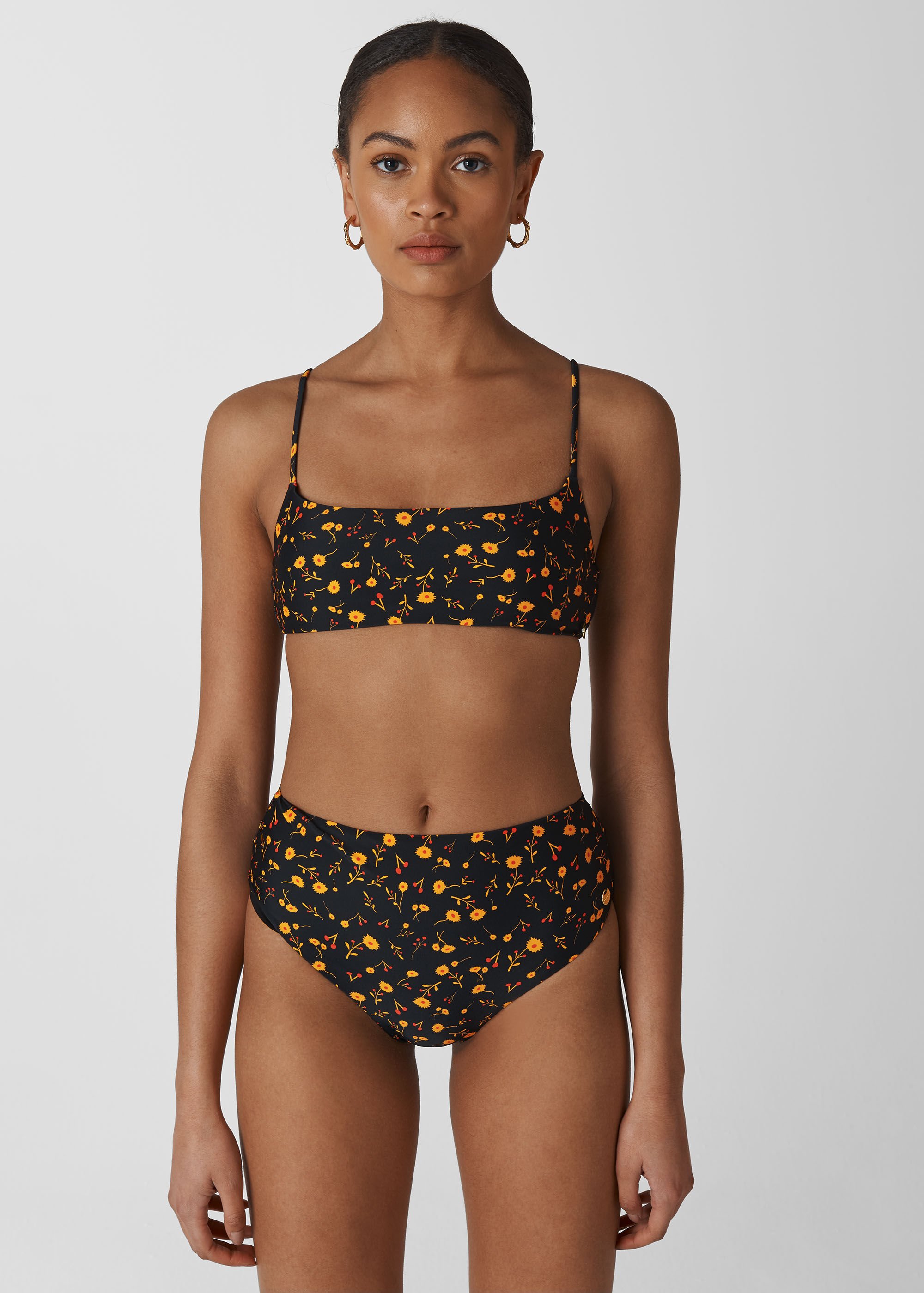 Black bikini with flowers sale