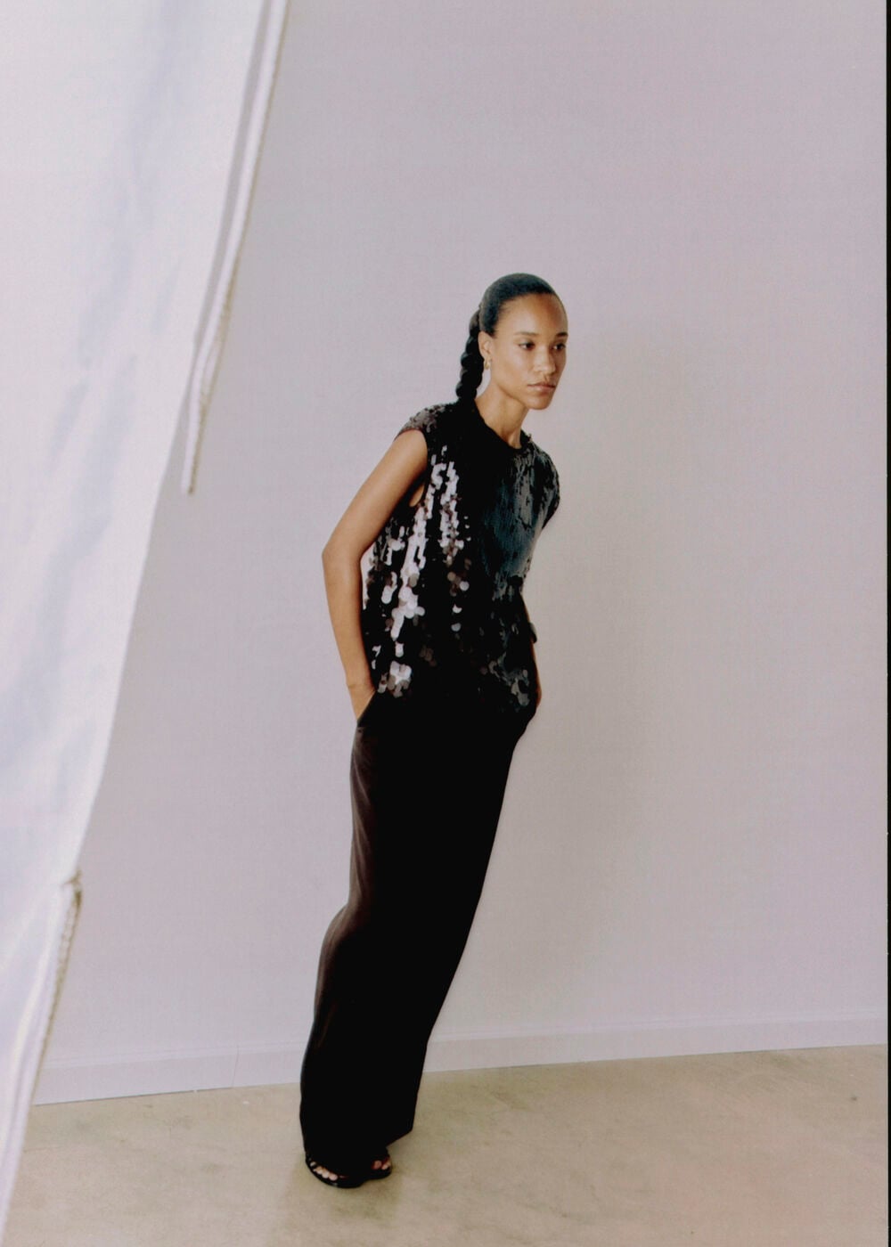 Chocolate Degrade Sequin Cap Sleeve Top