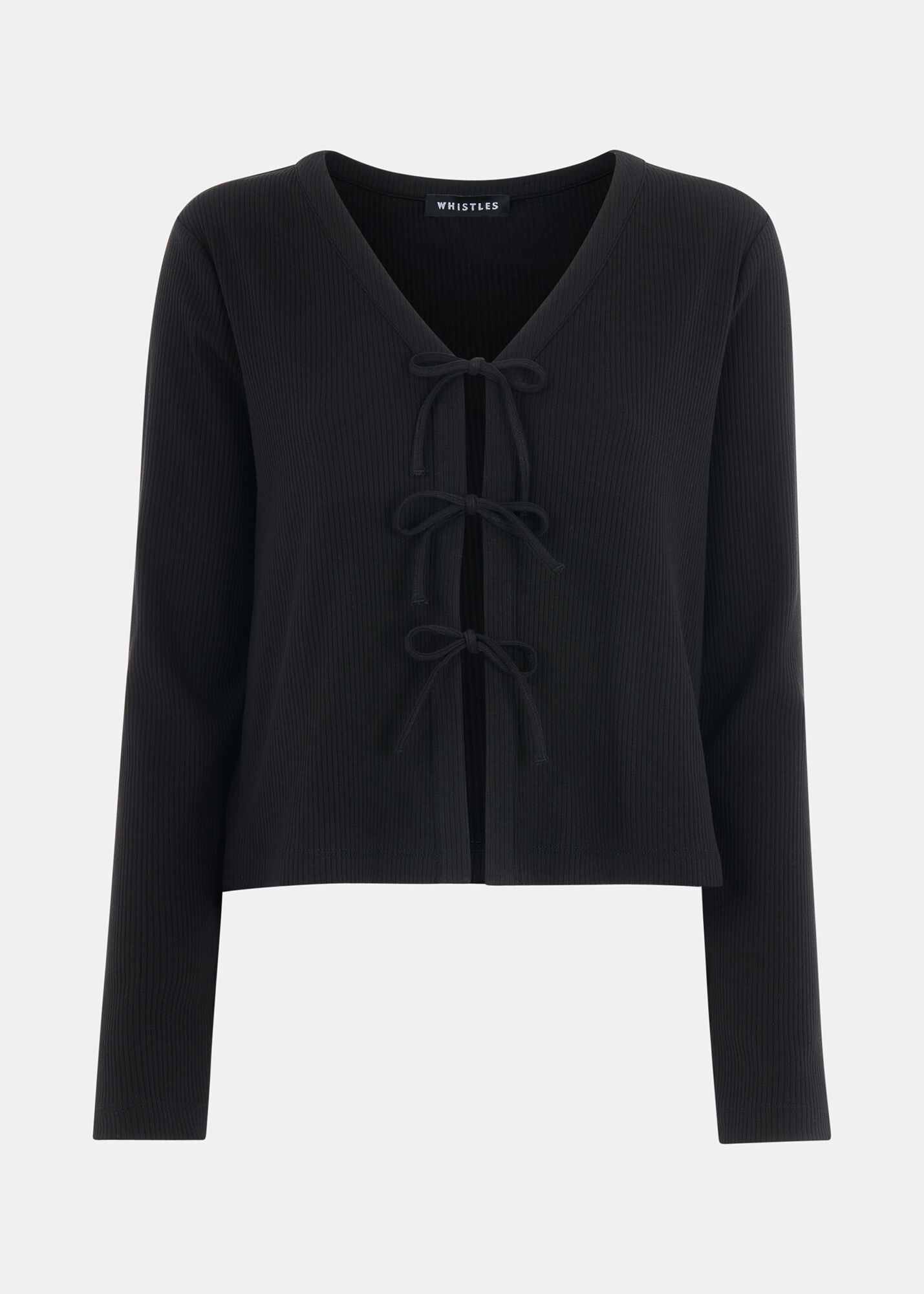 Black Tie Front Ribbed Cardigan WHISTLES