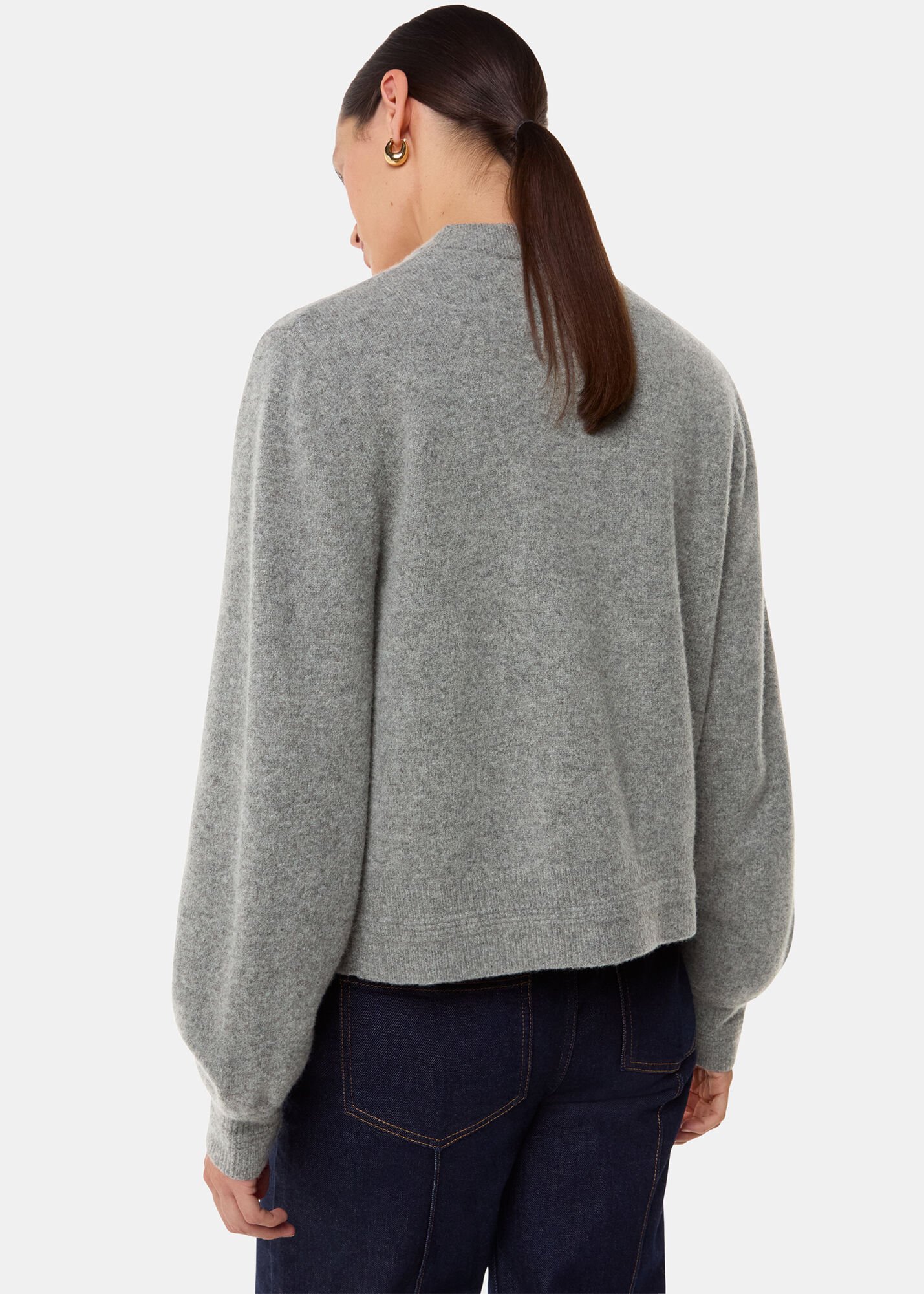 Grey Zip Front Bomber Jacket | WHISTLES | Whistles US |