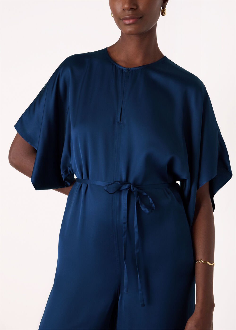 Satin Short Sleeve Jumpsuit