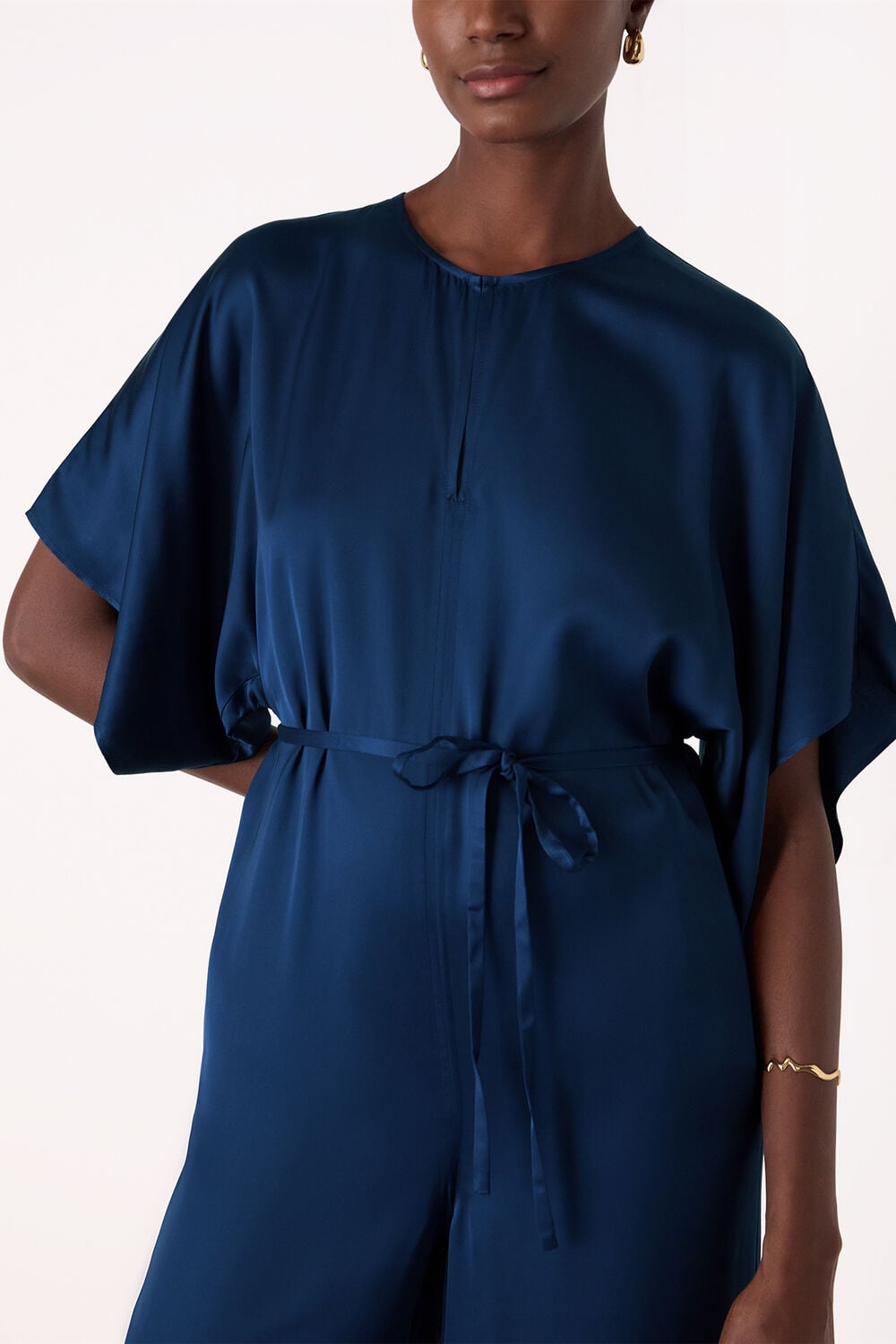Satin Short Sleeve Jumpsuit