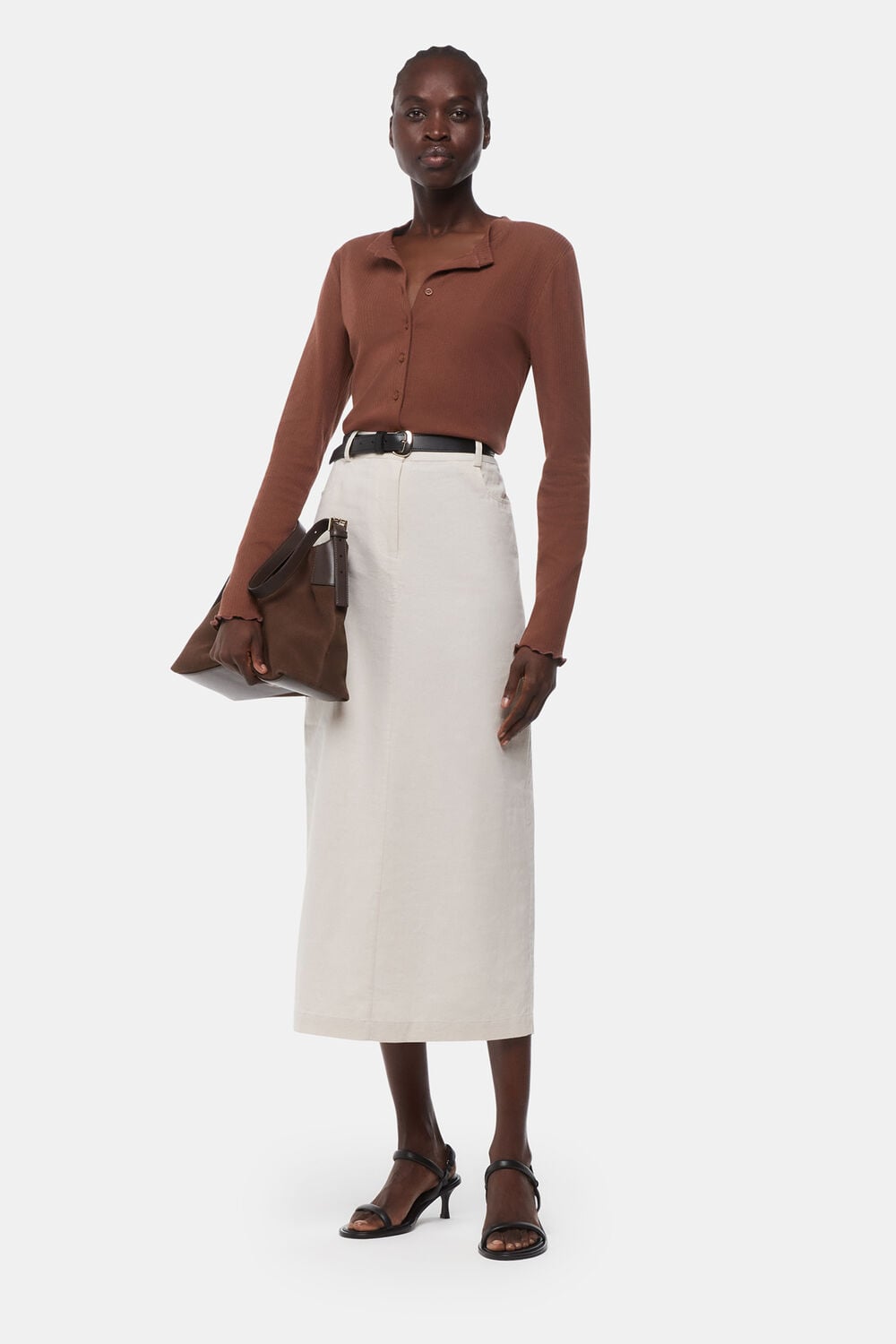 Ribbed Jersey Button Top