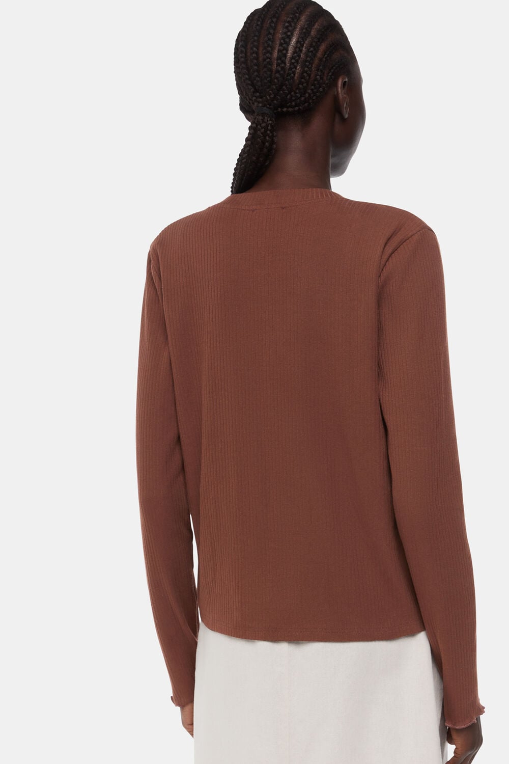Ribbed Jersey Button Top