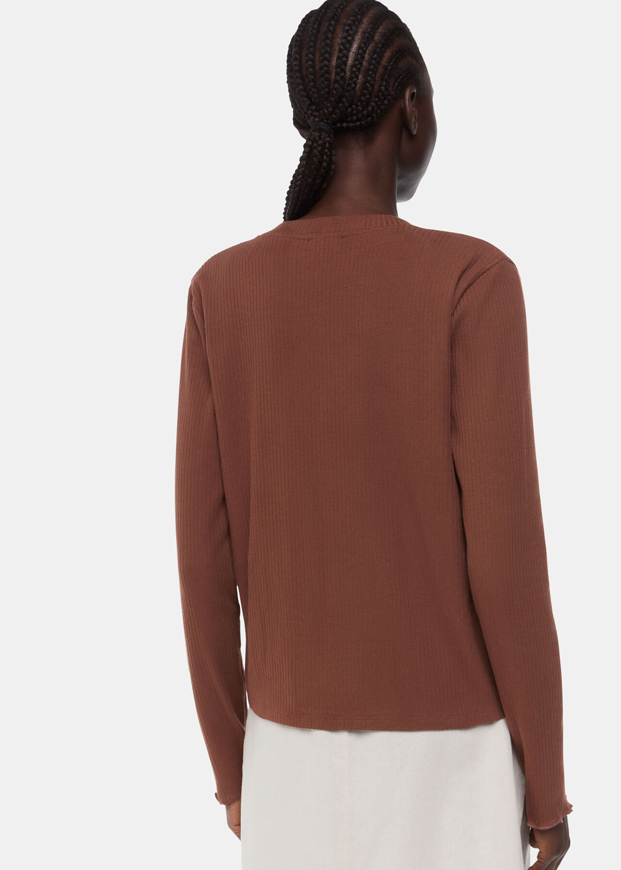 Ribbed Jersey Button Top