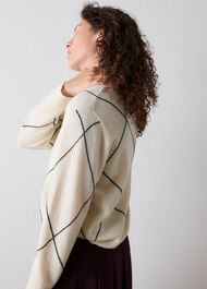 Wool Contrast Diamond Knit